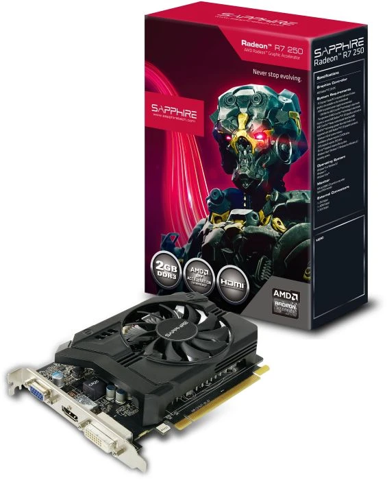 Sapphire Radeon R7 250, 2GB DDR3, VGA, DVI, HDMI, lite retail