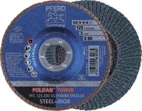 Pferd PFC 125 Z 80 SG POWER STEELOX POLIFAN Fächerschleifscheibe K80, 125x22.23mm, 10 Stück