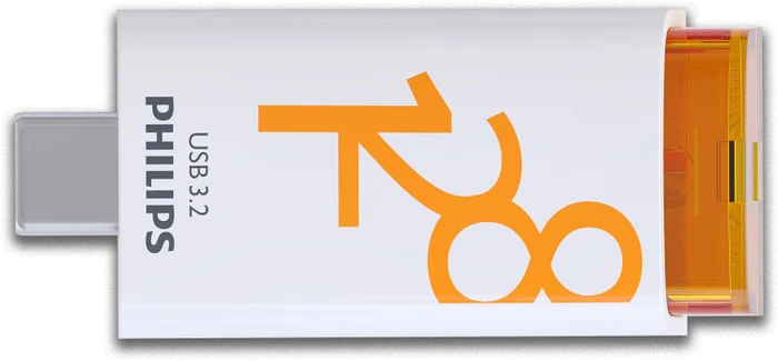 Philips Flash Drive Click Edition 128GB weiß/orange, USB-C, USB 3.2 Gen 1×1