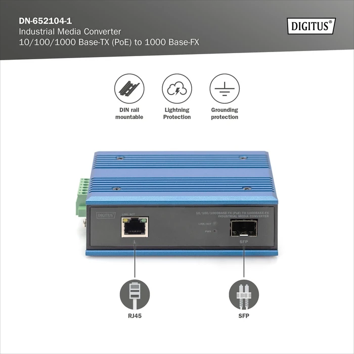 Digitus Industrial, RJ-45, SFP, PoE+