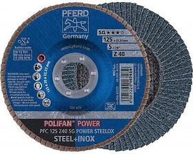Pferd PFF 125 Z 40 SG POWER STEELOX POLIFAN Fächerschleifscheibe K40, 125x22.23mm, 10 Stück