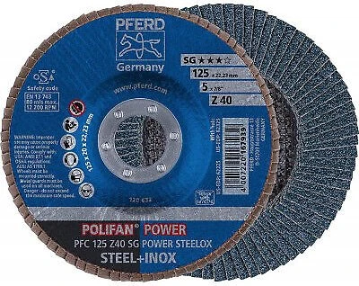Pferd PFF 125 Z 40 SG POWER STEELOX POLIFAN Fächerschleifscheibe K40, 125x22.23mm, 10 Stück