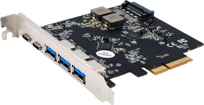 Exsys 5 Port USB 3.2 Gen 2x1 PCIe-Karte, 2x USB-C 3.1/3x USB-A 3.1, PCIe 3.0 x4