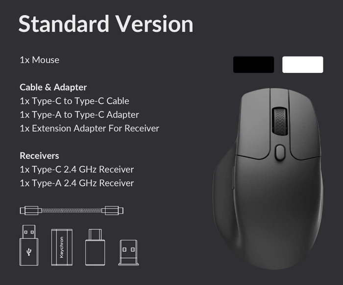 Keychron M6 Wireless Mouse schwarz, 1K PixArt 3395, USB/Bluetooth