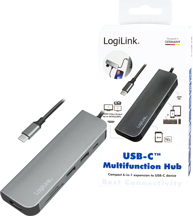 LogiLink Docking Station, USB-Hub, Dual-Slot-Cardreader, USB-C 3.0 [Stecker]
