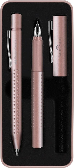 Faber-Castell Grip 2011 pale rose Füllfeder und Kugelschreiber Geschenk-Set, im Metall-Etui, 2 Stück