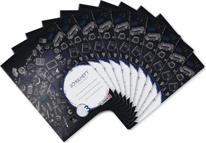 Landré Schulheft, A4, Lineatur 3R, 16 Blatt, 10er-Pack