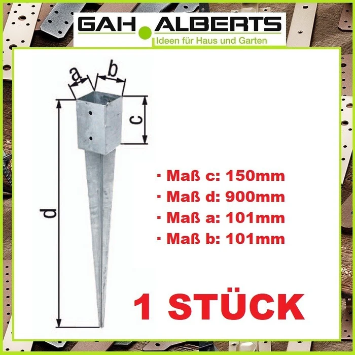 Alberts Einschlag-Bodenhülse 90cm, 101x101x150mm