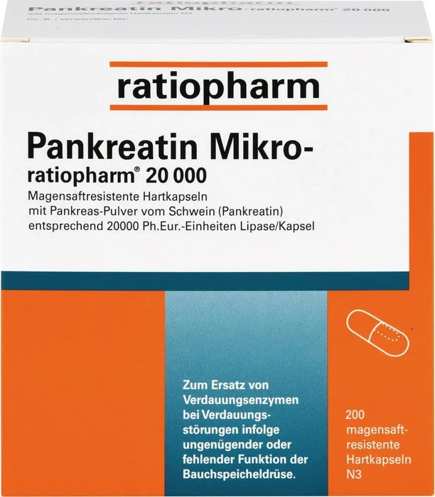 Pankreatin Mikro-ratiopharm 20 000 Kapseln, 200 Stück
