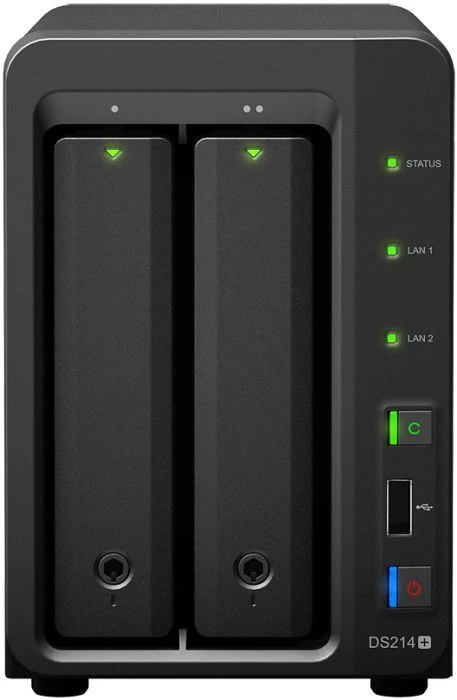 Synology DiskStation DS214+, 1GB RAM, 2x RJ-45 1000Base-T, 2x USB-A 3.0