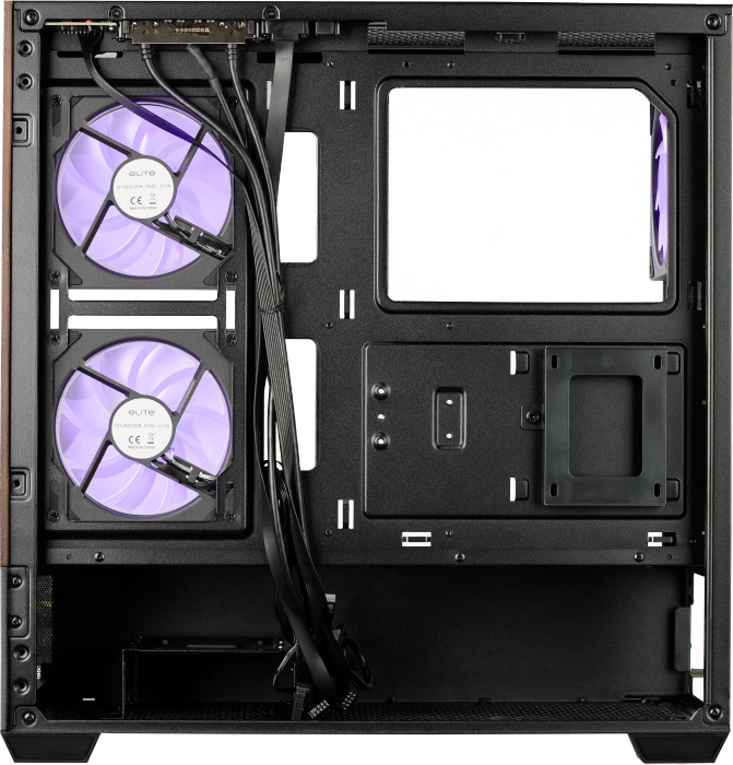 Cooler Master Elite 690 Wood Black, schwarz/braun, Glasfenster