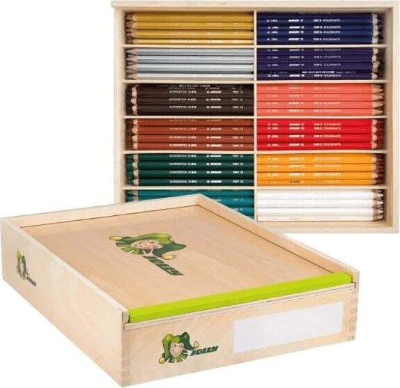 Jolly X-BIG Ergänzungsfarben Buntstift sortiert, Holzbox, 180er-Set (9500-0062)