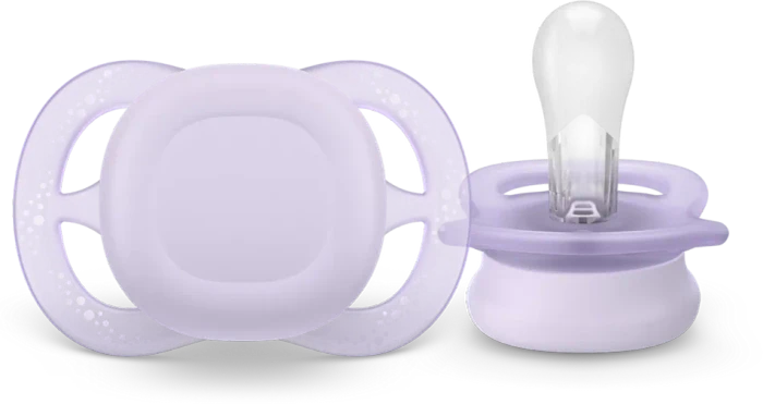 Philips Avent SCF075/01 ultra start Beruhigungsschnuller, 0-2M, Silikon, orange/violett, 2 Stück