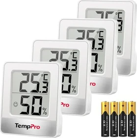 ThermoPro Hygrometer-Temperaturstation weiß, digital, 4 Stück