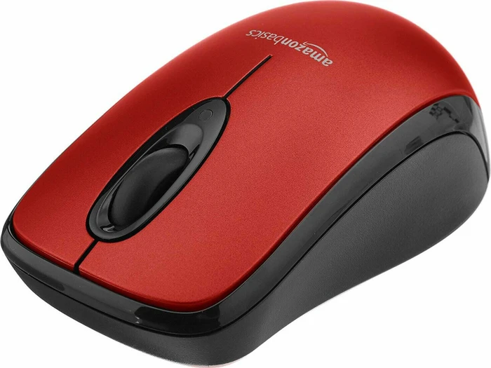 AmazonBasics Kabellose Maus rot, USB