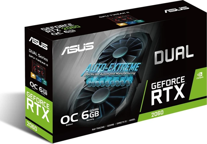 ASUS Dual GeForce RTX 2060 OC, DUAL-RTX2060-O6G, 6GB GDDR6, DVI, 2x HDMI, 2x DP