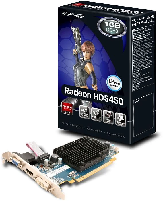 Sapphire Radeon HD 5450 190mm, 1GB DDR3, VGA, DVI, HDMI, lite retail