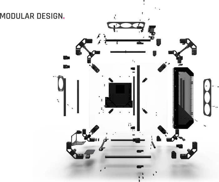 Alphacool Apex Pro Skeleton Carbon, schwarz, Glasfenster