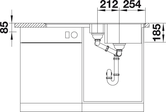 Blanco Idento 6 S-F Einbau Becken reversibel mit Ablauffernbedienung alugrau