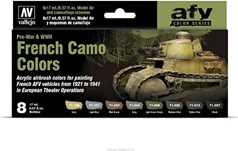 Vallejo Model Air afv Color Series Pre War & WWII French Camo Colors Farbset, 8-tlg.
