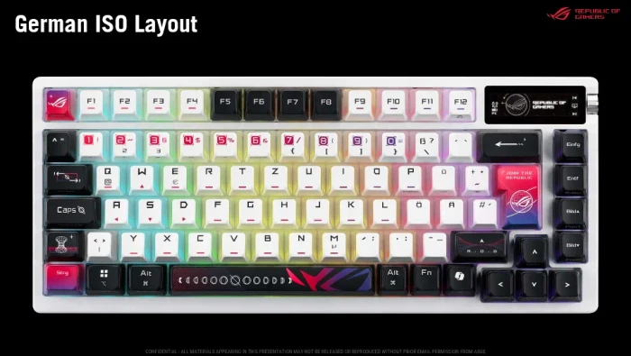ASUS ROG Azoth X Wireless Gaming Keyboard, PBT, schwarz/weiß, hot-swap, ROG NX SNOW V2, USB/Bluetooth, DE