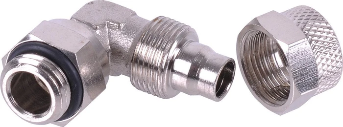 Aquatuning 90° Schlauchanschluss, G1/4" auf 10/8mm, vernickelt