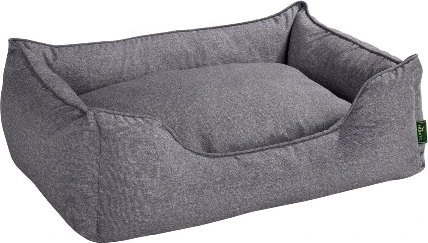 Hunter Boston Hundesofa, Hundebett, Wendekissen mit Plüschbesatz, pflegeleicht, 80x60cm, grau