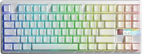 Aula F87 Pro V2 Wireless, White Contour Engraved, LEDs RGB, hot-swap, LEOBOG Seiya Star Vector, USB/Bluetooth, US