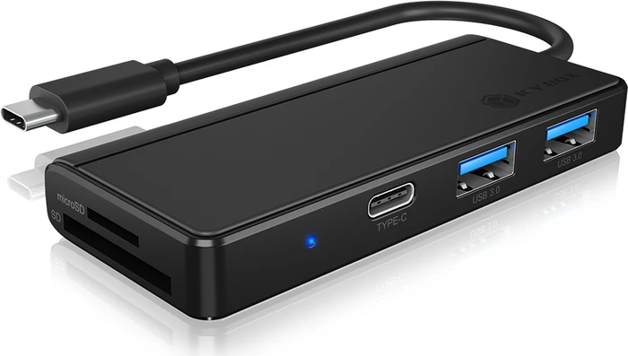 RaidSonic Icy Box IB-HUB1423CR-C3, USB-Hub, Dual-Slot-Cardreader, USB-C 3.0 [Stecker]
