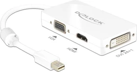 DeLOCK Mini DisplayPort 1.1 auf HDMI/DVI/VGA Adapter, passiv, weiß (62630)
