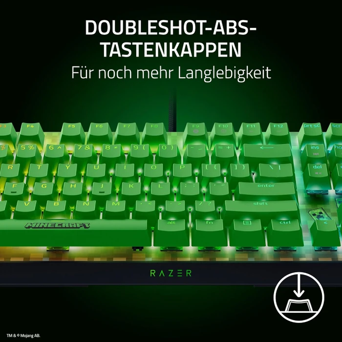Razer BlackWidow V4 X, Minecraft Edition, Razer GREEN Clicky Gen-3, USB, US