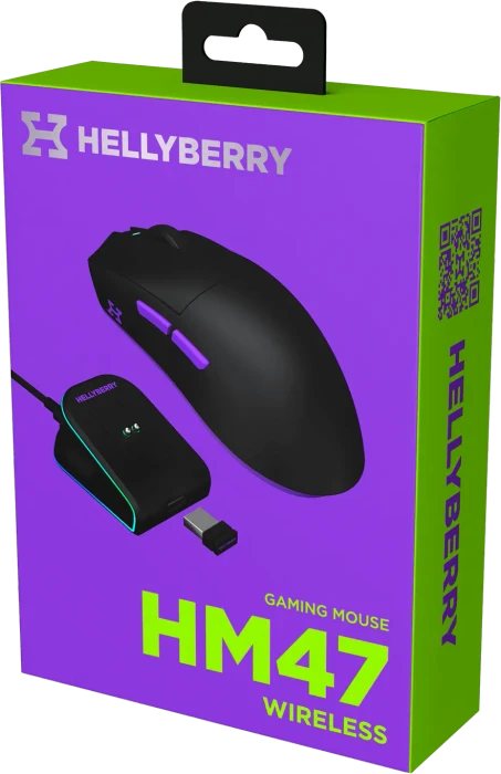 Hellyberry HM47 Wireless Gaming Mouse mit Ladestation, schwarz, USB/Bluetooth