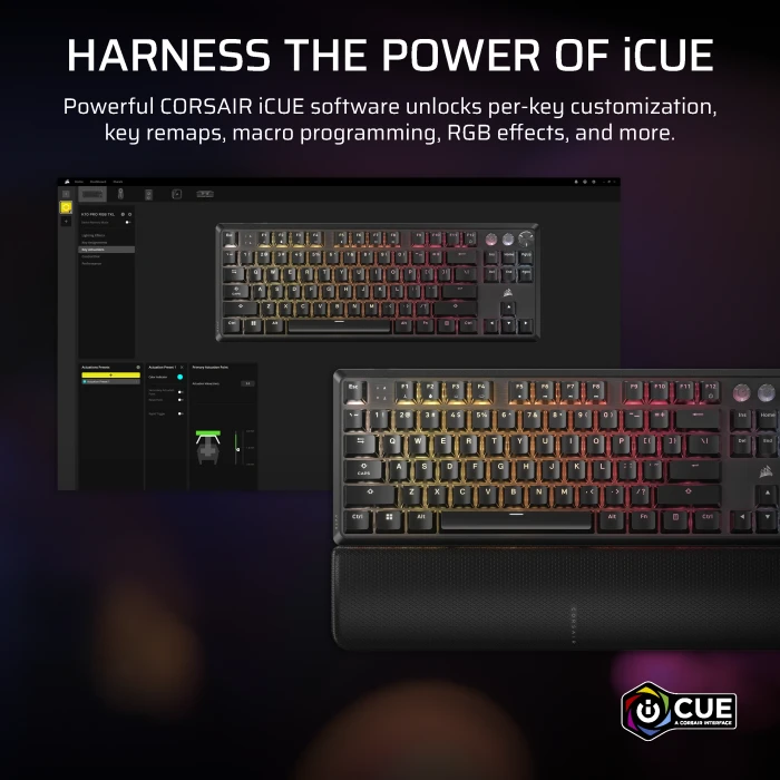 Corsair Gaming K70 PRO TKL Magnetic-Mechanical, schwarz, Corsair MGX Hyperdrive, USB, FR