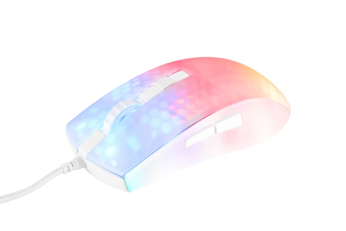 Deltaco WM87 RGB Ultralight Gaming Mouse weiß/transluzent, USB