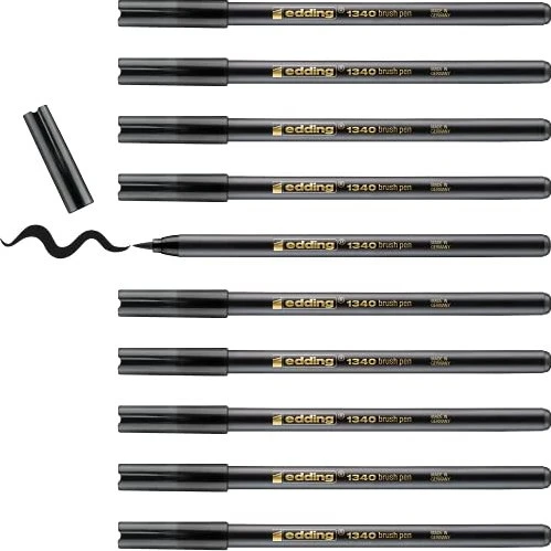 edding 1340 Pinselstift schwarz, 10er-Pack