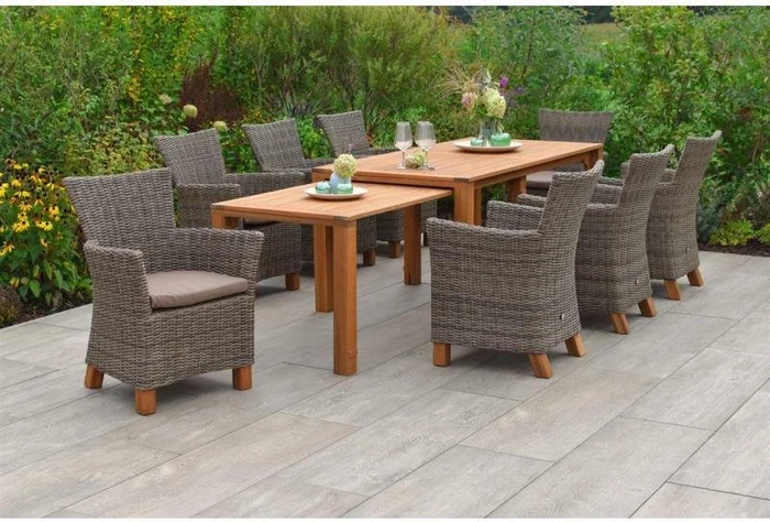Merxx Toskana Gartenmöbel-Set braun/natur, 10-tlg.