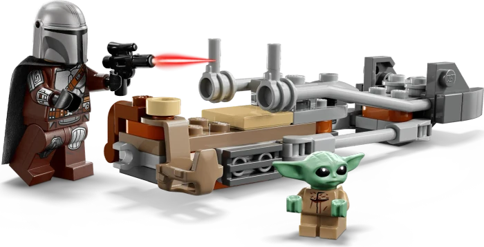 LEGO Star Wars - Der Mandalorianer und Grogu auf ihrem Speeder Bike