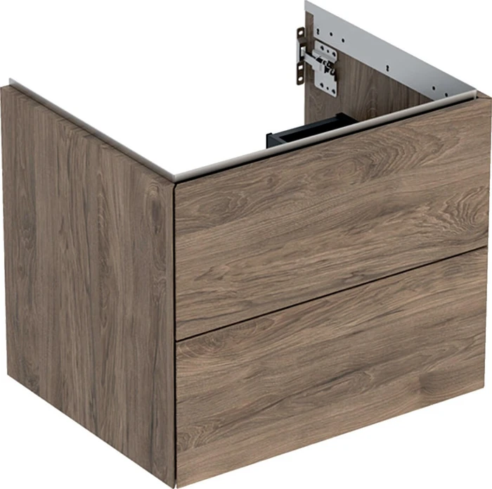 Geberit ONE Unterschrank für Waschtisch, mit zwei Schubladen, 60cm, Nussbaum hickory/Melamin Holzstruktur