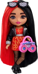 Mattel Barbie - Extra Minis Puppe rot-schwarzes Haar