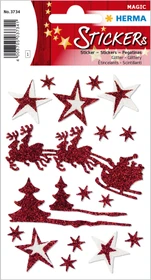 Herma Sticker "Schlittenfahrt", rot, Glitterfolie, 1 Blatt
