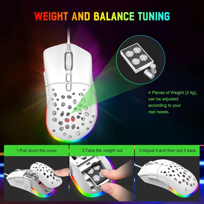Ziyou Lang D19 RGB Gaming Mouse weiß, USB