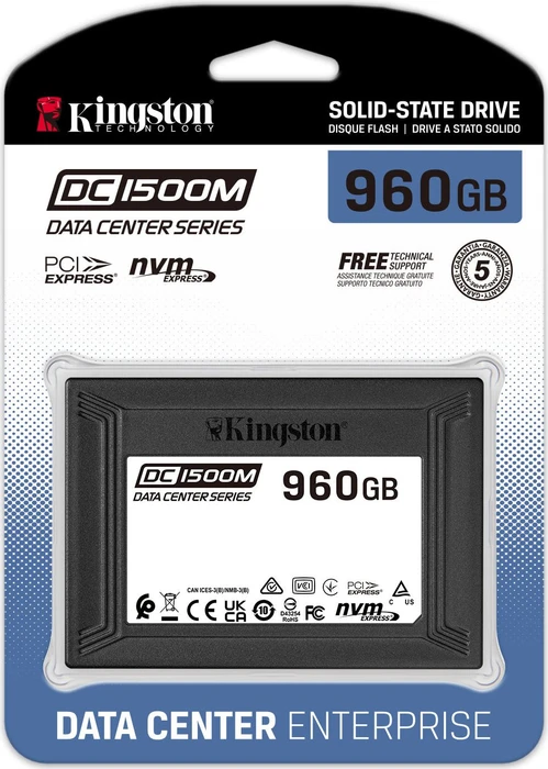 Kingston DC1500M Data Center Series Mixed-Use SSD - 1DWPD 960GB, 2.5" / U.2 / PCIe 3.0 x4