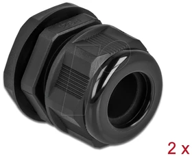 DeLOCK Kabelverschraubung PG21 für Rundkabel, schwarz, 2 Stück