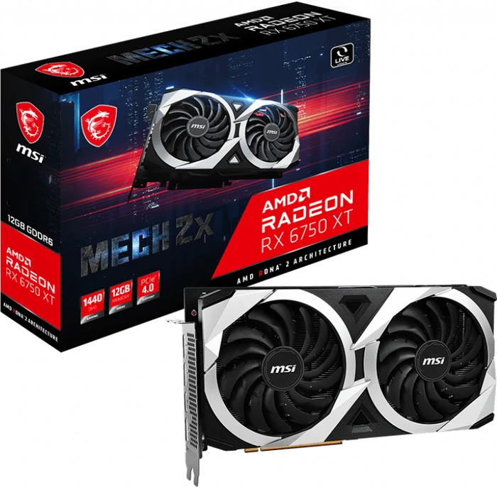 MSI Radeon RX 6750 XT Mech 2X 12G, 12GB GDDR6, HDMI, 3x DP