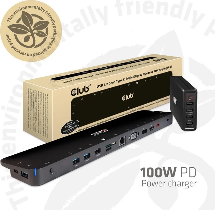 Club 3D Triple Display Dynamic PD Charging Dock 100W, USB-C 3.0 [Buchse]