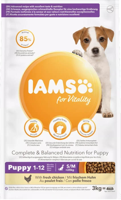 IAMS for Vitality für Welpen kleiner und mittelgroßer Rassen, mit Huhn, 3kg