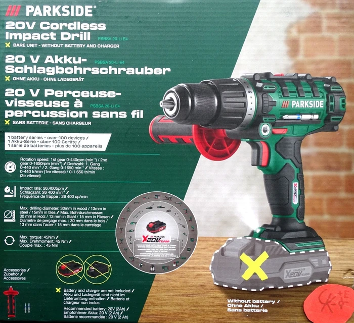 Parkside PSBSA 20-Li E4 Akku-Schlagbohrschrauber solo inkl. Koffer