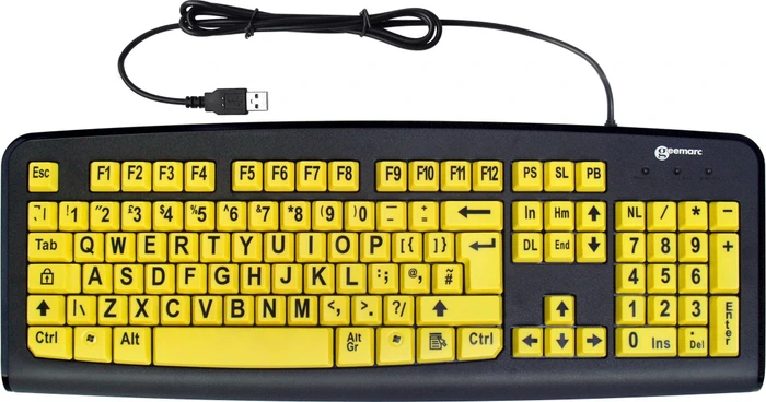Geemarc Großschrifttastatur V3 gelb, USB, UK
