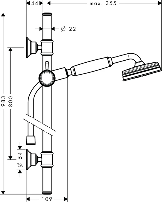 Hansgrohe Axor Montreux Brauseset 0.90m mit Handbrause 100 1jet chrom