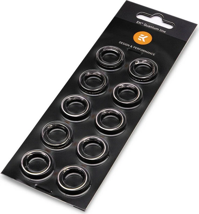 EK Water Blocks EK-Torque HDC-12 Color Rings Pack, Rohranschluss Dekorationsring, Nickel, 10er-Pack